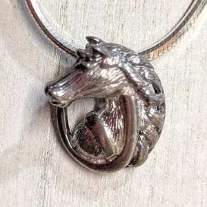 Elegant Vintage Sterling Silver Horse Pendant Necklace